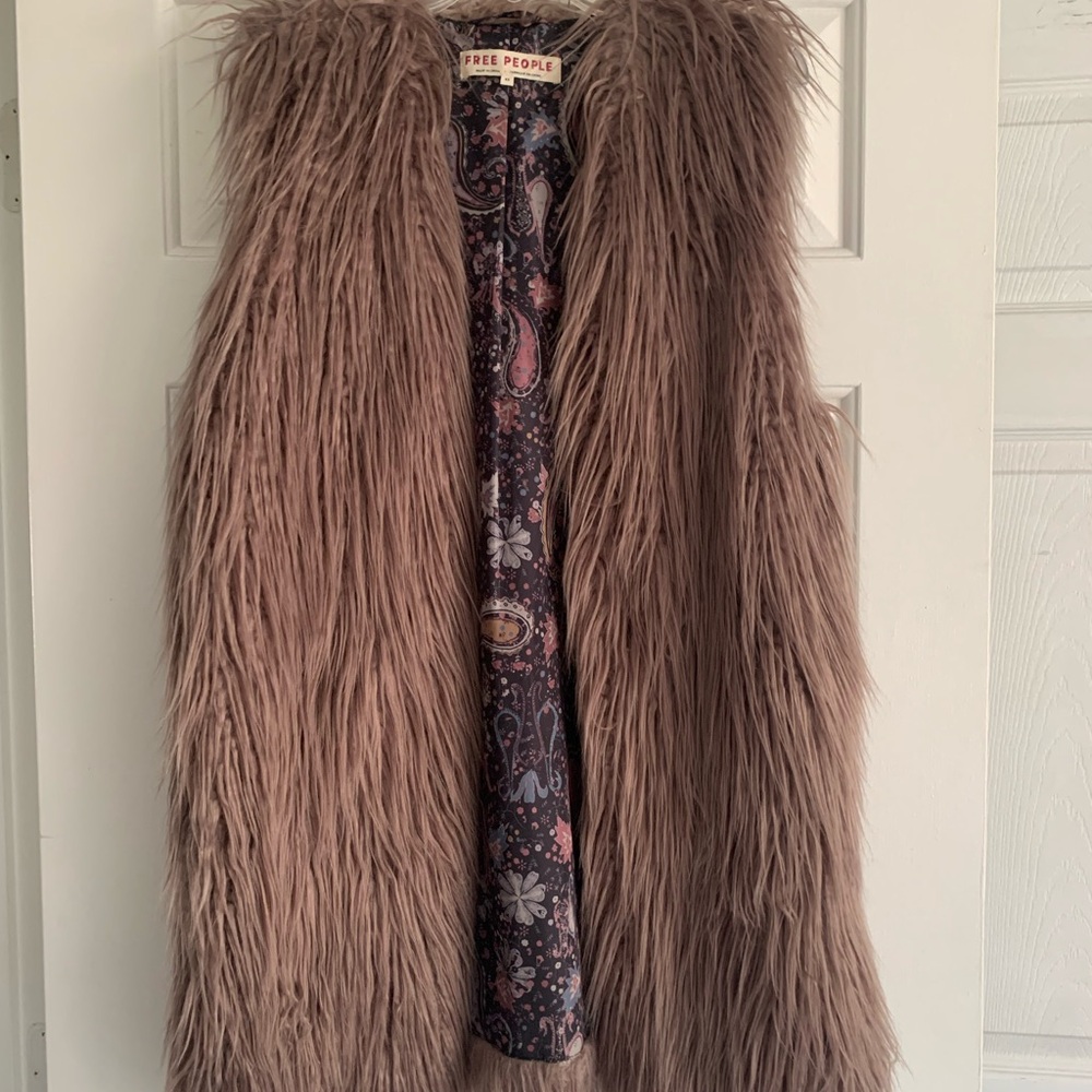 Free People Shaggy Faux Fur Vest in Brown